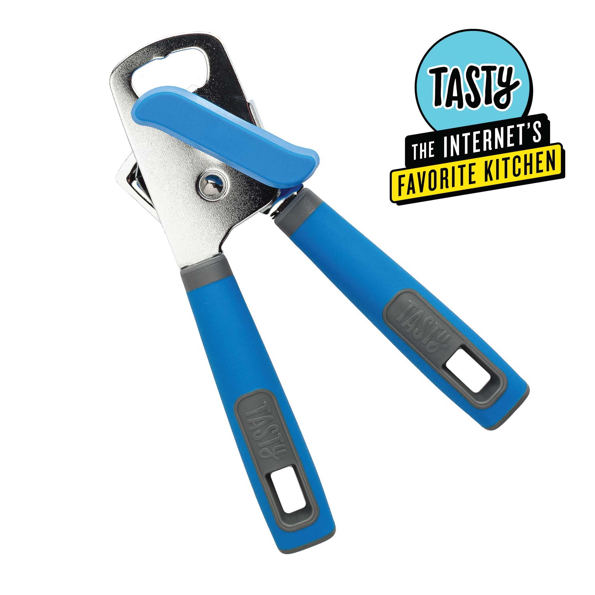 Tasty Stainless Steel Deluxe Can Opener with Bottle Opener, Royal Blue