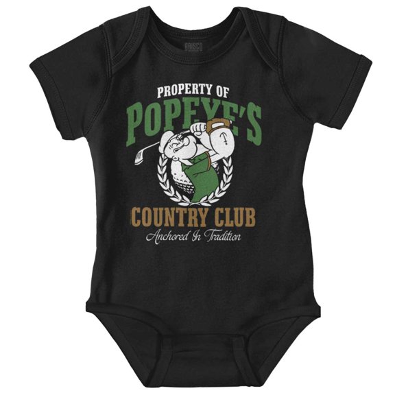 Property of Popeye's Country Club Romper Boys or Girls Infant Baby Brisco Brands NB