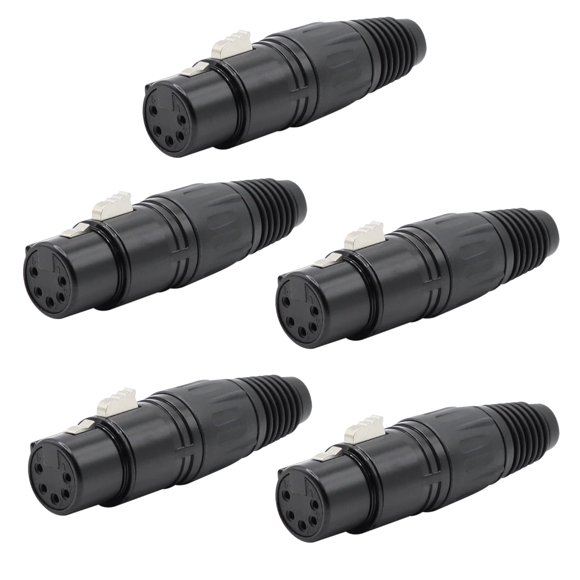 shiyou-5-Pin XLR Cable Connector XLR 5 Pin Female Plug Connector Mic Cable Plug Connector Audio Adapter for Microphone, Black,5 PCS