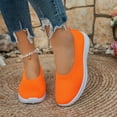 thumbnail image 5 of XIMIN Women's Woven Orthopedic Breathable Comfortable Walking Sneakers with Arch Support Wide Fit Slip on Tenis Comfy Work Slip Ins Loafers Soft Foam Footwear (9, Orange), 5 of 8