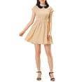 thumbnail image 2 of INSPIRE CHIC Robe Femme Peter Pan Col au-Dessus du Genou Fermeture Éclair Cachée Dos Ligne A m Beige, 2 of 6