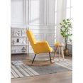 thumbnail image 3 of Mid Century Velvet Tufted Upholstered Rocking Chair, Vintage Accent Chair, Rocker Chair for Lounge, Leisure Chair with Arms, Comfy Armchair for Living Room Bedroom Nursery, Yellow, 3 of 7