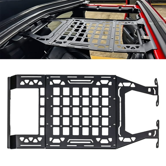 Cargo Roof Rack Overhead Molle Panel Compatible with Jeep Wrangler JL JLU 2018-2024 & Gladiator JT 2020-2024 Doors/No Drilling（Not Applicable with Electric Soft-top Models）
