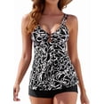 thumbnail image 1 of Maillot de Bain Femme Gainant Tankini Modeste avec Short Garçon Maillots de Bain Noir et Blanc G, 1 of 7