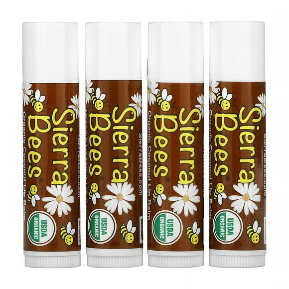 Sierra Bees Organic Lip Balms Coconut 4 Pack 0.15 oz (4.25 g) Each Pack of 2