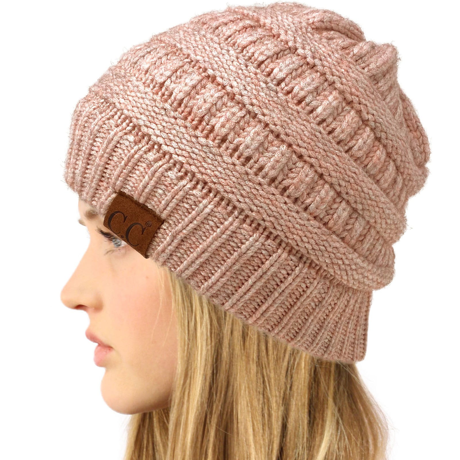 CC Winter Trendy Soft Cable Knit Stretchy Warm Ribbed Beanie Skully Ski Hat Cap 