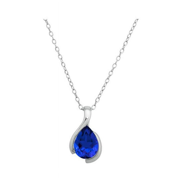 Sterling Silver Created Blue Sapphire Pendant