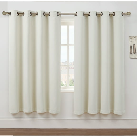 2 Pack: Hotel Thermal Grommet 100% Blackout Curtains - Beige, 63 in. Length