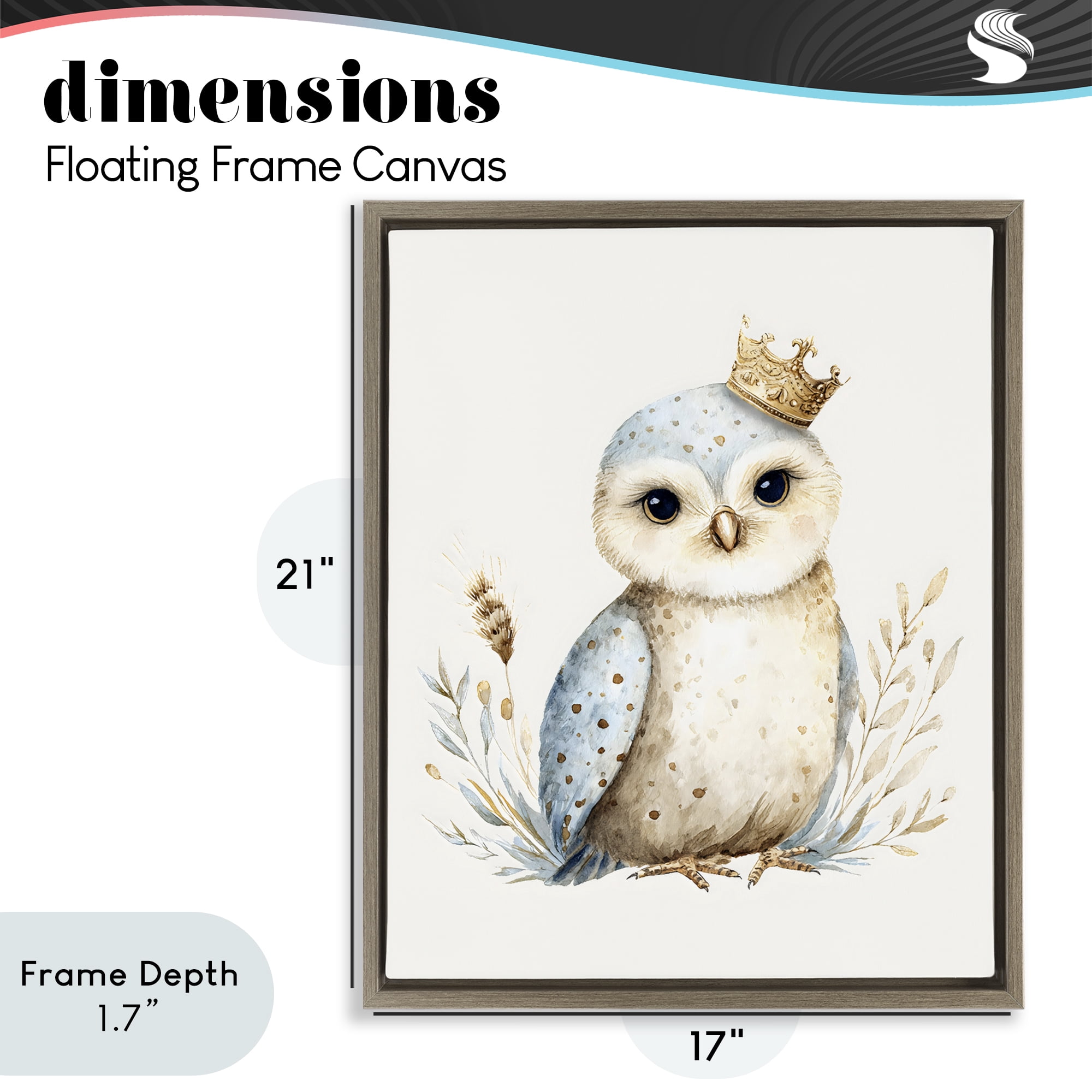 Stupell Industries Watercolor Nursery Owl Brown Framed Floater Canvas Wall Art, design by LSR Design Studio