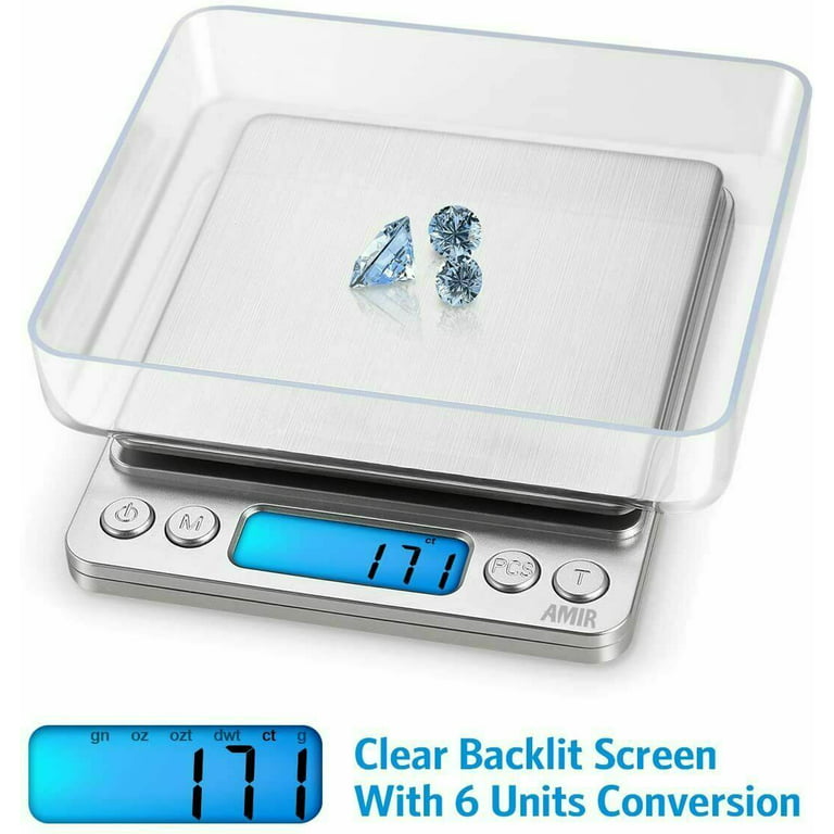 Fyearfly Digital Kitchen Scale 0.5g-3000g Mini Food Scale Small Jewelry Scale Waterproof Digital Scale Powered Gram Scales LCD Display Stainless Steel