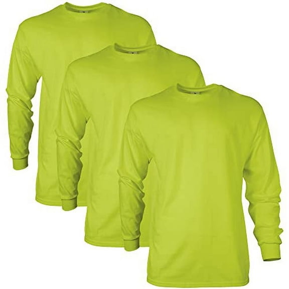 Gildan Mens Ultra Cotton Long Sleeve T-Shirt

, 3XL, Safety Green (Pack of 3) 3 Safety Green