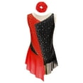 thumbnail image 3 of YiZYiF Justaucorps de Danse Sans Manches pour Filles, Jupe Transparente, Rouge 6, 3 of 7
