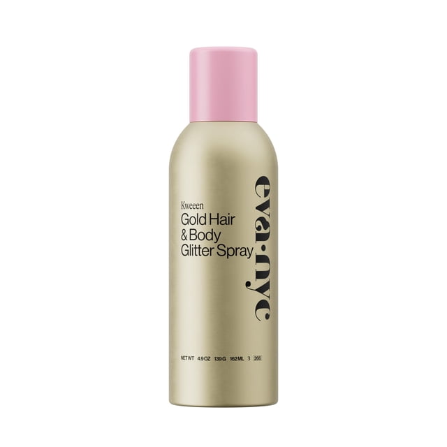 Spray con purpurina EVA·NYC Kweeen Gold para cabello y cuerpo, 145 ml