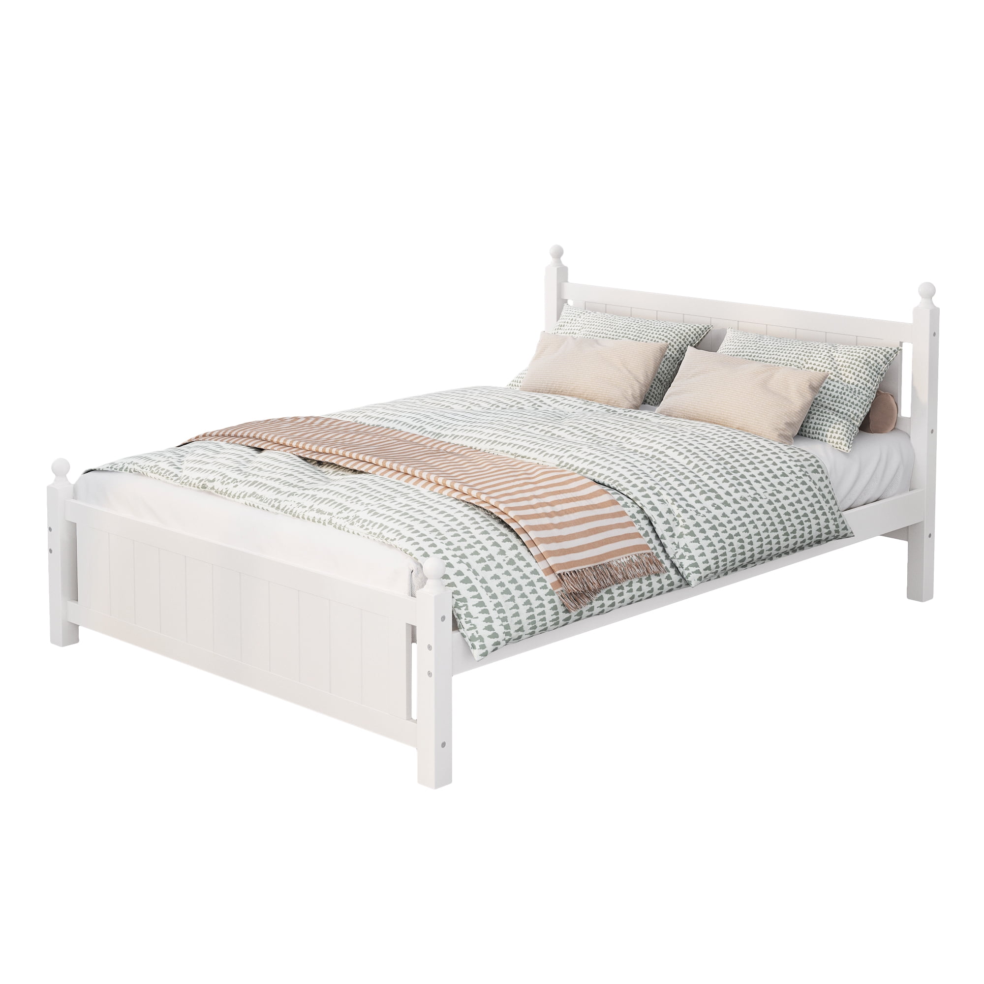 EUROCO Wood Platform Bed with Slat Support, Multiple Sizes (Queen)