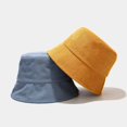 thumbnail image 3 of Bucket Hat Wide Brim Stylish Korean Style Casual Corduroy Couple Cap for Daily Wear, 3 of 10