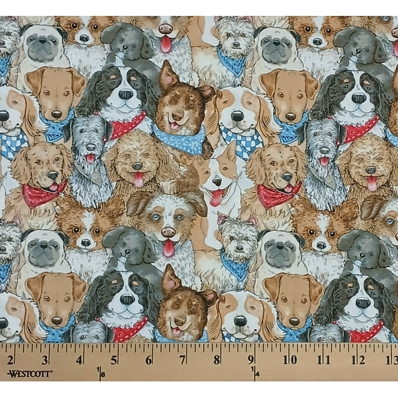 Cotton A Place to Call Home Puppies Dogs Animals Henry Glass Cotton Fabric Print by the Yard (1418-39)