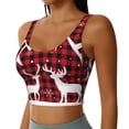 thumbnail image 2 of Goofa Christmas Buffalo Plaid Printed Sports Bras for Women, High Impact Running Bra Workout Crop Tank Tops Longline Sports Bra Push up-, 2 of 9