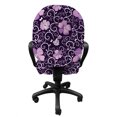 thumbnail image 3 of Floral Office Chair Slipcover, Butterfly Silhouettes with Plant Flower Patterned Design Swirls Curves, Protective Stretch Decorative Fabric Cover, Standard Size, Lilac Dark Purple White, by Ambesonne, 3 of 5