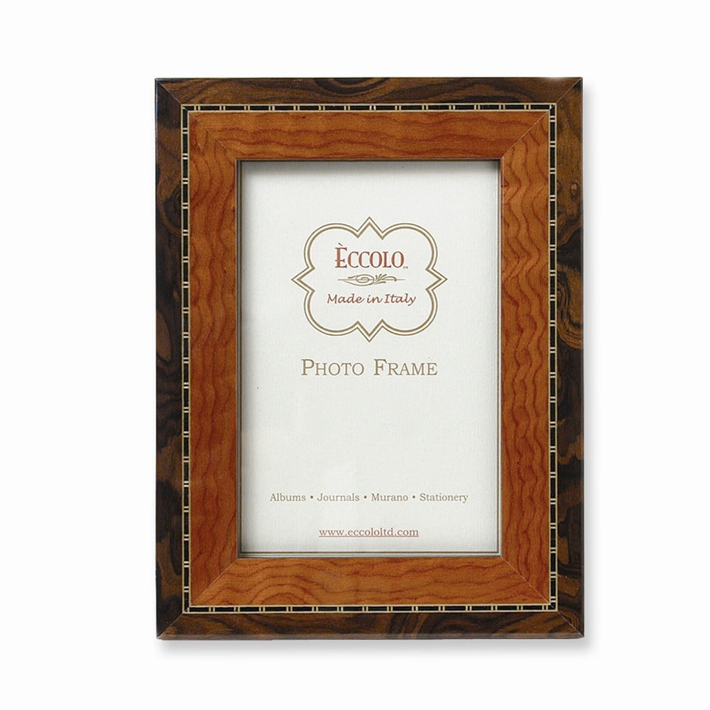 Eccolo Made in Italy Marquetry Wood Frame Holds an 8 x 10-Inch Photo WF101T Two-Tone Tan and Black