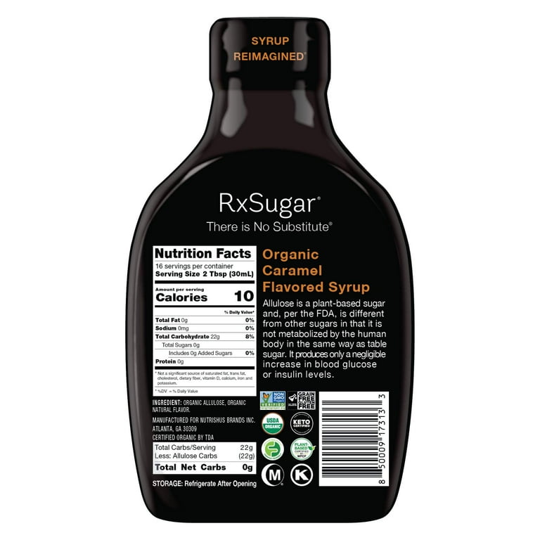 sugar s  RxSugar Organic Caramel Syrup, Sugar-Free, 16 fl oz