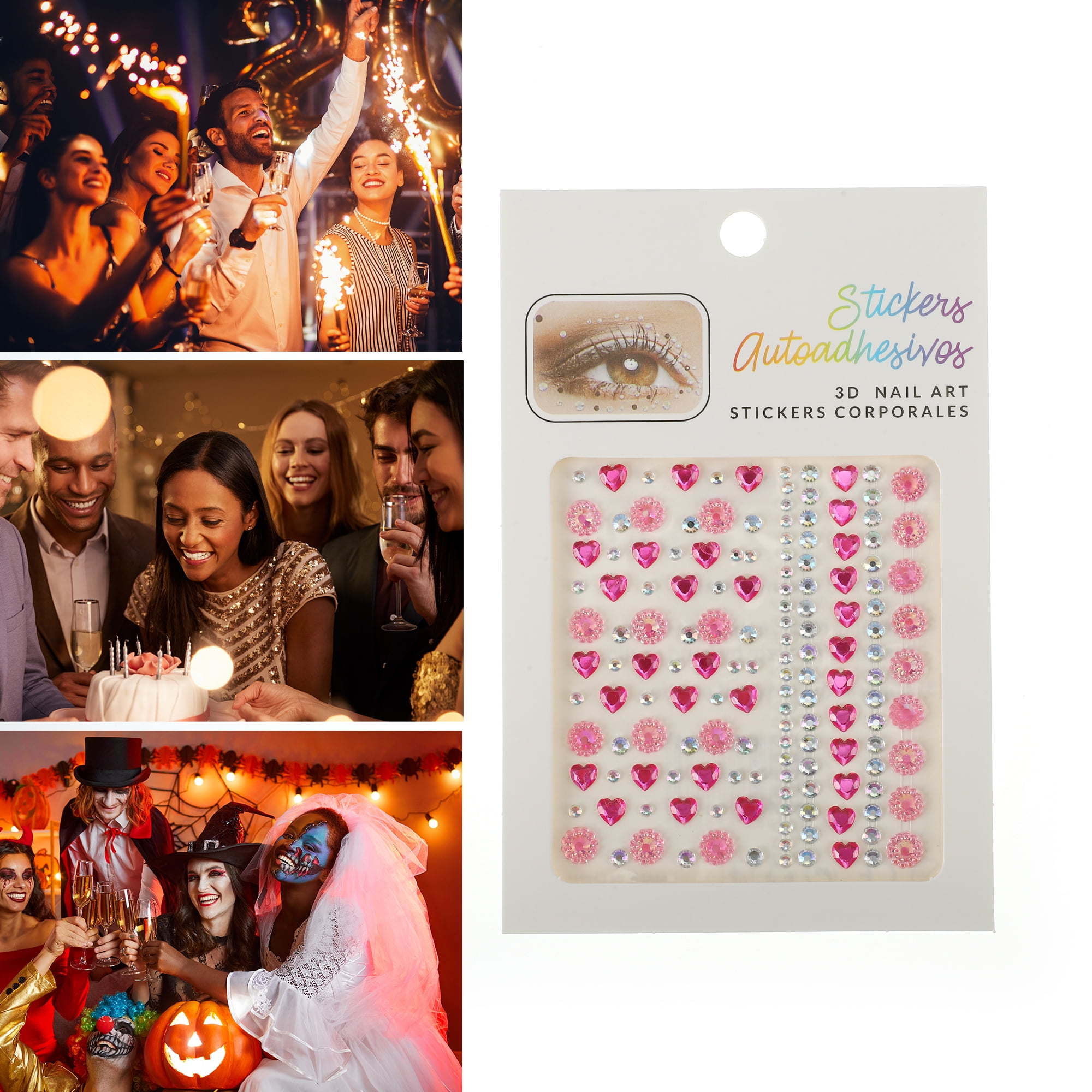 NOMADIC NOOK Eye-catching Face Stickers 4 Pcs Pink Red