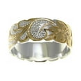 thumbnail image 4 of 925 Sterling silver Hawaiian queen scroll yellow gold plated 2 tone 8mm cut out edge ring size 6.5, 4 of 5