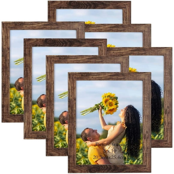 AmPm Gallery Wall Frame Set 7 Pack Distressed Picture Frame Set, One 8x10 Picture Frames, Two 5x7 Picture Frames, Four 4x6 Picture Frames