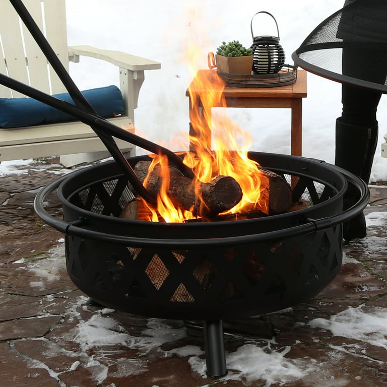 Sunnydaze Indoor/Outdoor Fireplace Fire Pit Log Heavy-Duty Grabber Metal Firewood - 40\