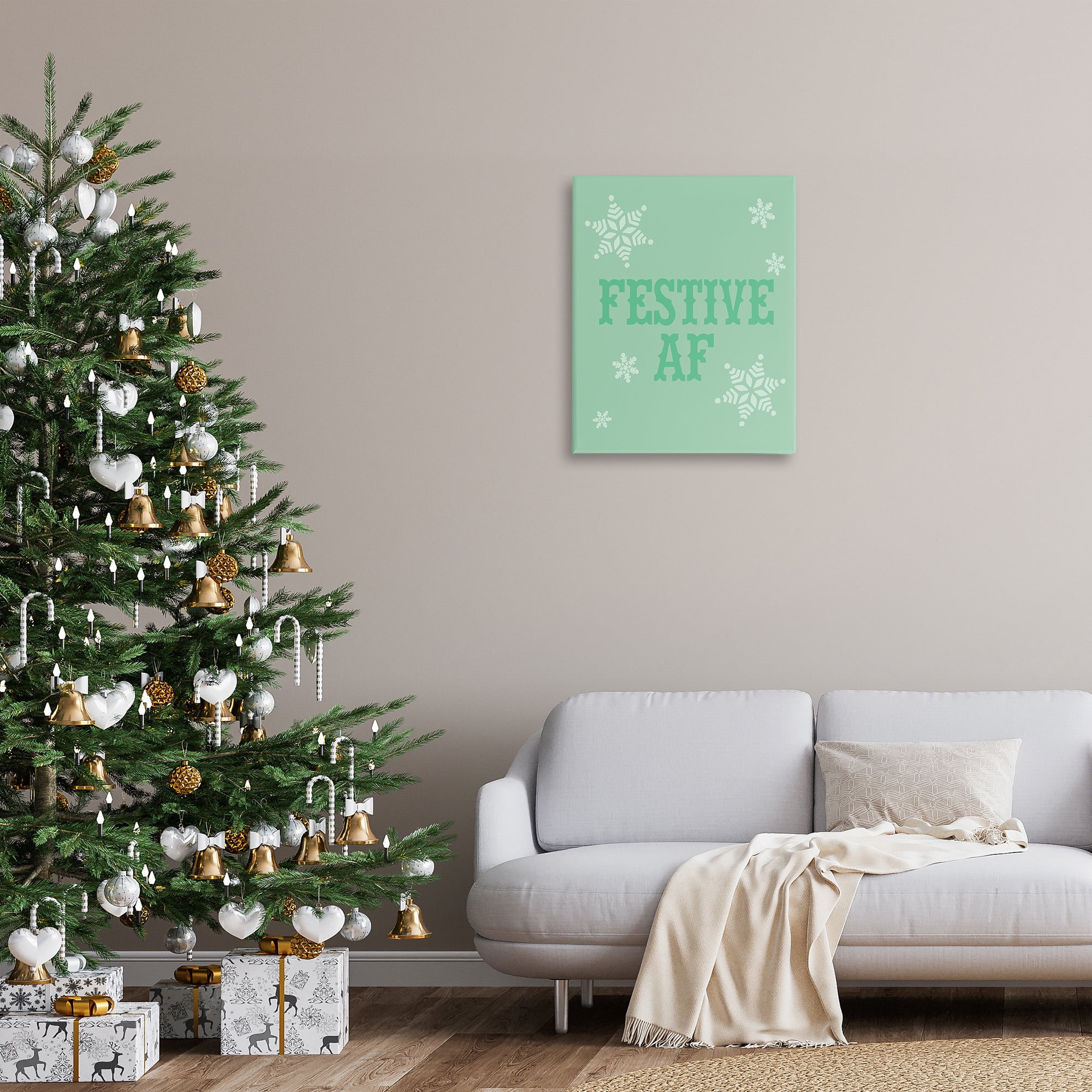 Stupell Industries Funny Festive AF Phrase Holiday Painting Gallery Wrapped Canvas Art Print Wall Art, 24 x 30