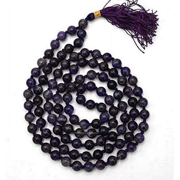 Amethyst Mala Beads 108 Buddhist Prayer Beads Japamala Hand Knotted