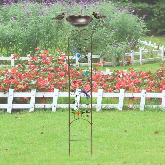 Comedero para pájaros, cuenco para baño de pájaros, decoración para jardín, fácil de instalar con estaca, comedero para pájaros, bebedero para césped,