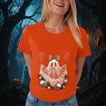 thumbnail image 4 of TOWED22 Fall Shirts for Women Halloween Bow Ghost Flower Graphic Tees Spooky Season Tops Cute Autumn Halloween T-Shirt(Orange,3XL), 4 of 8