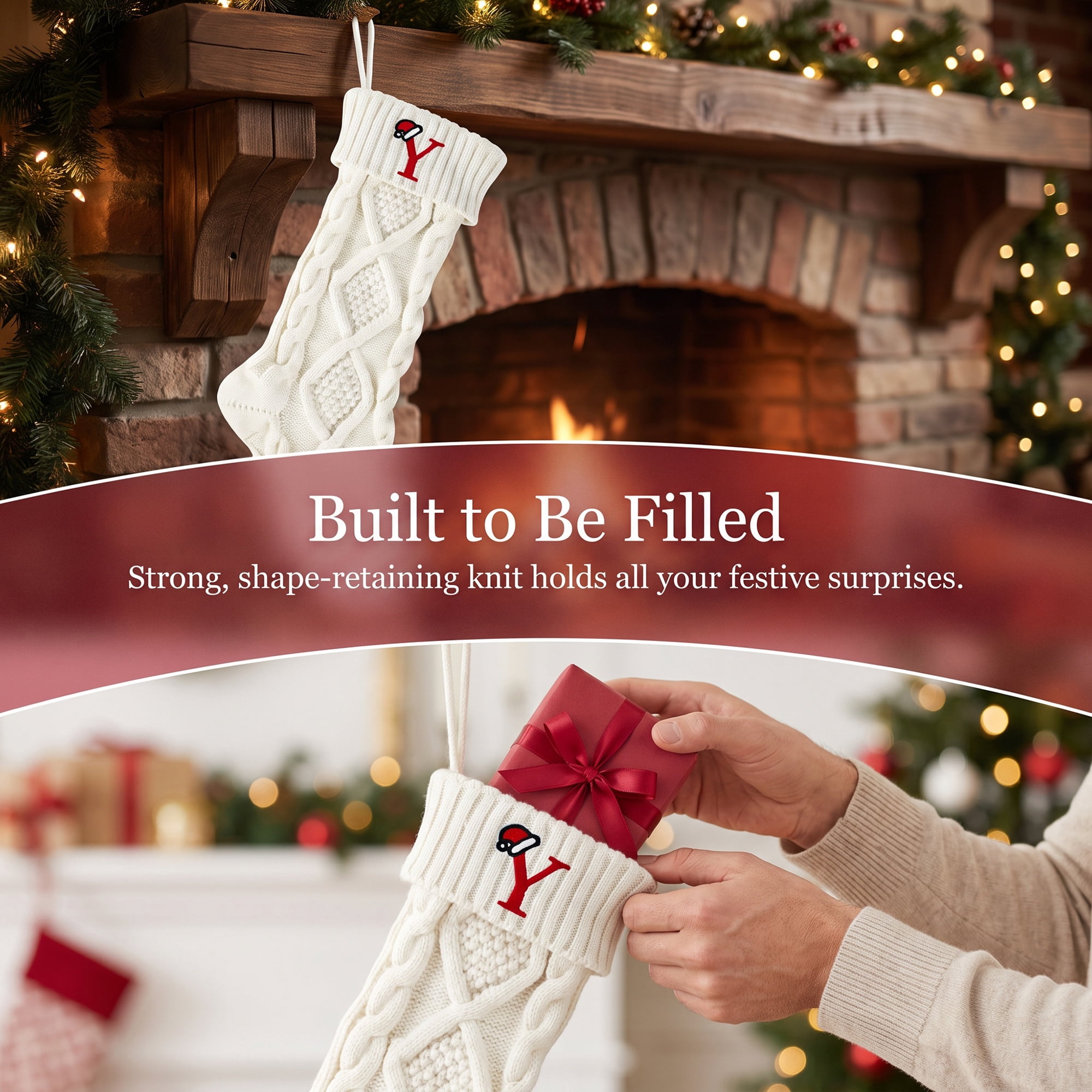 Unique Bargains Canine Bone Christmas Stocking Luxury Puppy Holiday Keepsake Sack Letter Y 17"