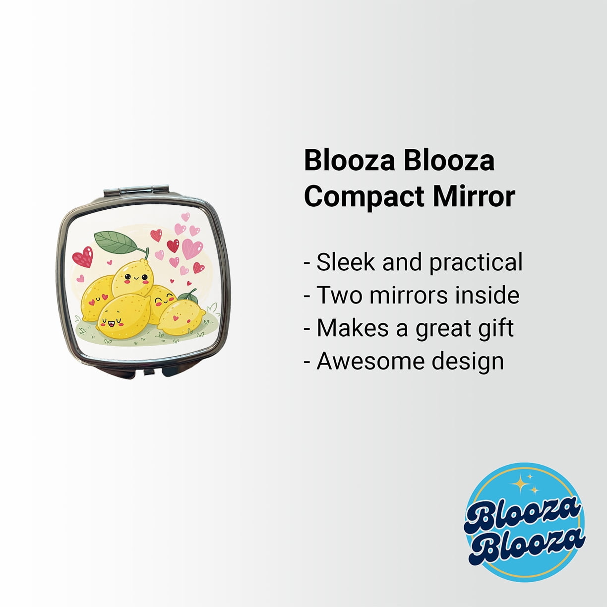 Kawaii Lemons And Hearts Travel Makeup Handbag Purse Small Pocket Compact Mirror