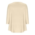 thumbnail image 4 of Pntutb Women Casual Summer Tops Solid T-shirt 3/4 Sleeve Round Neck Ruched Pullover Blouse, 4 of 5