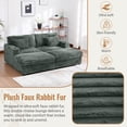 thumbnail image 6 of Euroco Oversized Double Chaise Lounge Sofa 83.5" Sofa Bed Cloud Couch Plush Upholstered Sleeper Sofa Daybed with Two Supportive Pillows, USB Ports and Cup Holders for Living Room, Dark Sage Green, 6 of 9