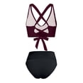 thumbnail image 4 of Bosfbaoi Swimsuit for Women 2-Piece High Waisted Bikini Set Twist Front Crisscross Back Top Tummy Control Bottom Regular Solid Bikini Sets for Women, 4 of 6