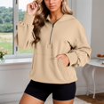 thumbnail image 5 of Hoodie Women Seamless Quarter Zip Pullover Gym Fit Women's Up Fall Fashion Loose Long Sleeve Casual Streetwear Comfortable Sweatshirt With Pocket And Drawstring For Daily Wear, 5 of 7