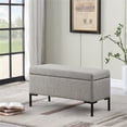 thumbnail image 2 of HomePop 17.5" Medium Modern Woven Fabric Storage Bench with Metal Legs in Gray, 2 of 12