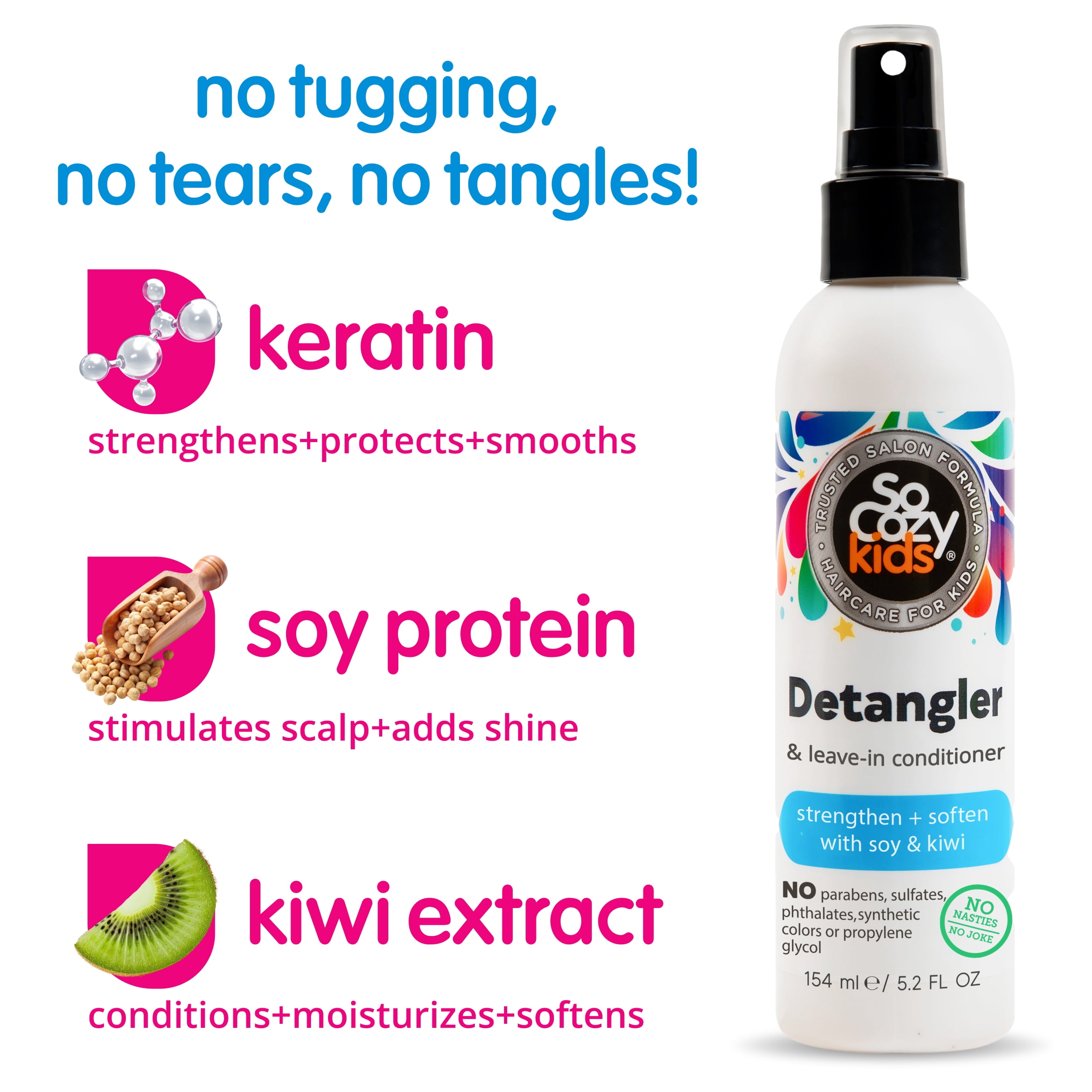 SoCozy Kids All-for-One Detangler Hair Spray, for All Hair Types, Unisex, 5.2 fl. oz.