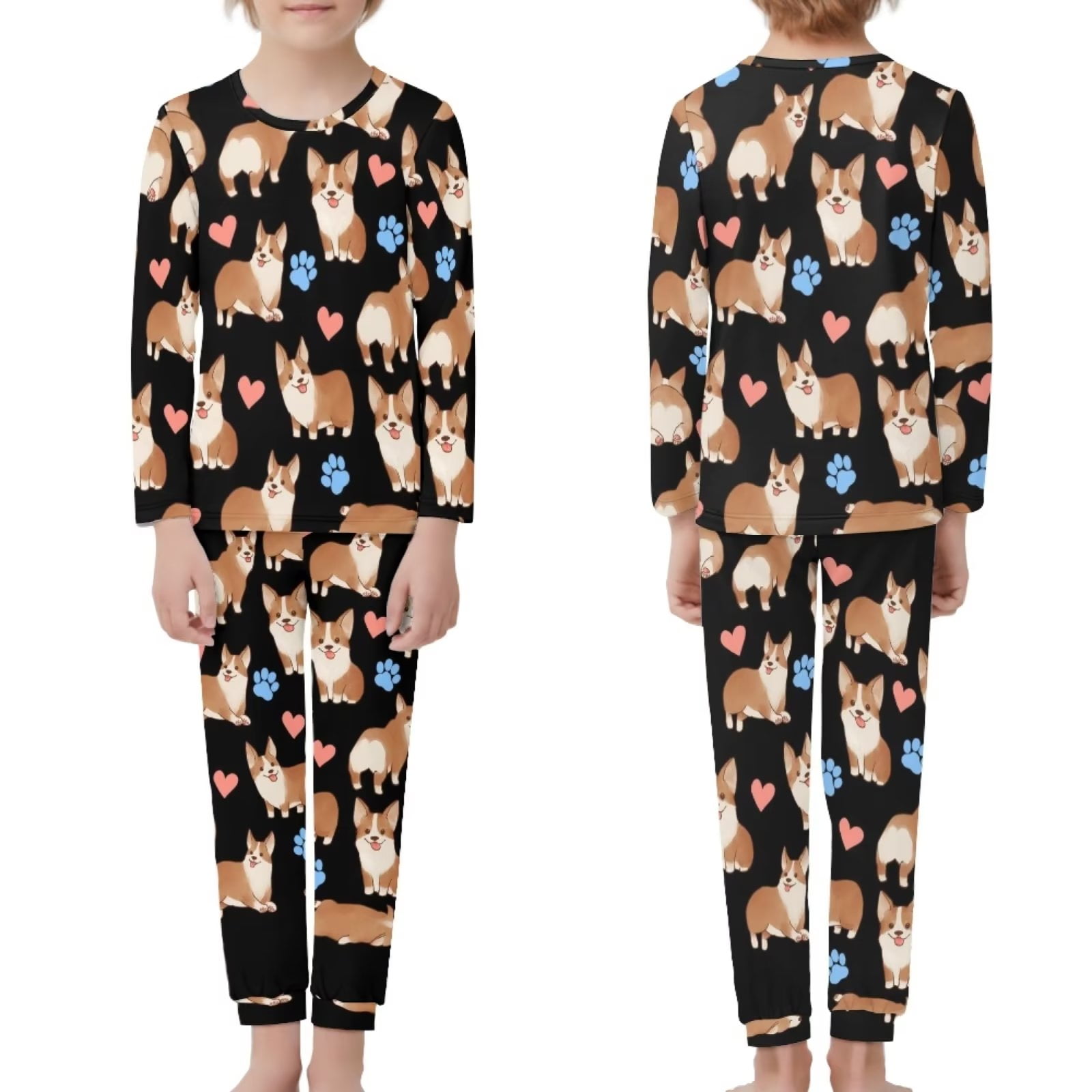 Renewold Loose Fit Women Sleepwear Nightgown Pajama Lingerie,Cute Corgi  Size XS Fall Winter Outfits with Pockets Skin Friendly Long Sleeve Top 