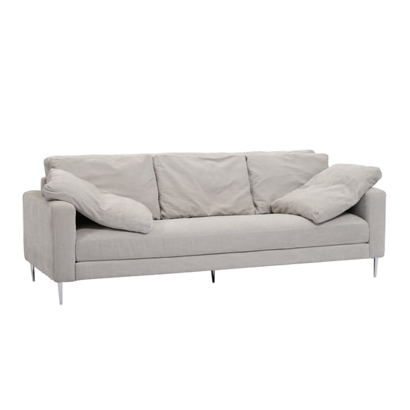 Vari Light Grey Textured Velvet Lounge Sofa