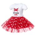 thumbnail image 4 of IBTOM CASTLE Baby Girls Birthday Outfit Polka Dots Leotard Dresses Fancy Dance Costume Halloween Cosplay Tutu Dress up with Ears Headband 12-18 Months White+Red-Birthday, 4 of 8