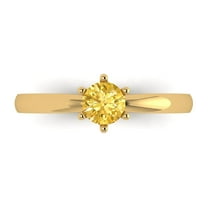 0.5 ct Round Cut Natural Citrine Solitaire 18K Yellow Gold Womens Engagement Ring