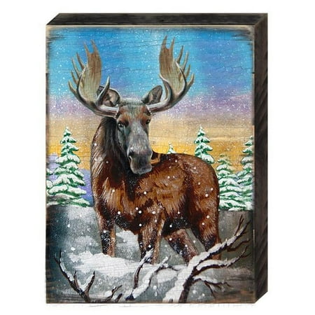 

95216-08 Moose Wooden Block Graphic Art Design