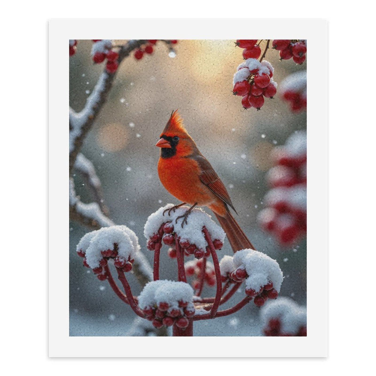 Paint by Numbers Kit for Adults, Winter Cardinal Snow Red Berries Paint by Numbers, Easy Paint by Numbers Kit for Adults Beginner, DIY Adult Paint by Number Kits on Canvas, Home Decor
