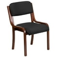 thumbnail image 1 of Contemporary Walnut Wood Side Reception Chair with Black Fabric Seat, 1 of 5
