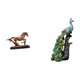 thumbnail image 1 of Elegante Escultura De Caballo Y Pavo Real. Figura Decorativa Coleccionable Para Escritorio, Dormitorio, Oficina, Sala De Estar, Estantería O Decoración Del Hogar., 1 of 8