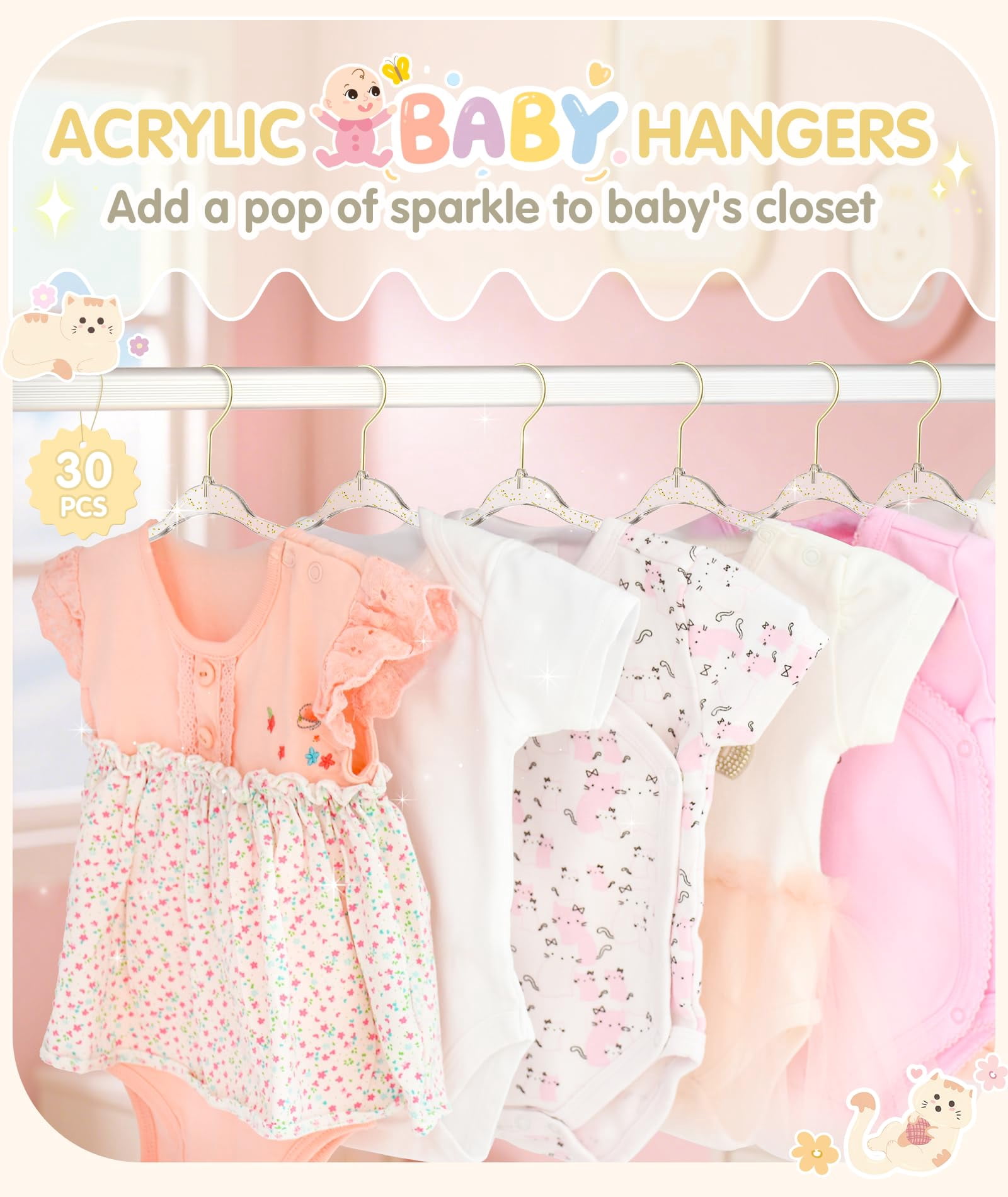 Gold Glitter 11 Inch Closet Clothes Hangers