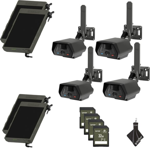 TACTACAM Defend Cellular Security Camera - No WiFi Required - Motion Activated Wireless Camera - Motion Detection - Includes Solar Panels, SD Cards and Microfiber Cleaning Cloth 4PK